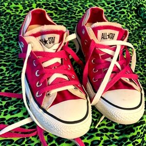 Converse, pink and white. Double laces. Women’s 8